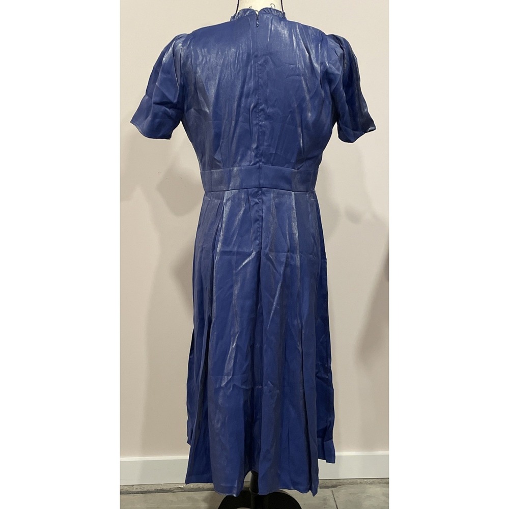 NEW Vintage Inspired Cobalt Blue Short Sleeve Dress Size M Caroline Vazzana - Picture 9 of 16